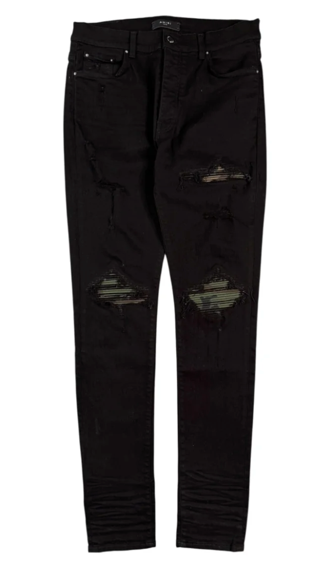 Amiri MX1 Camo Bandana Patch Jeans Antique Black