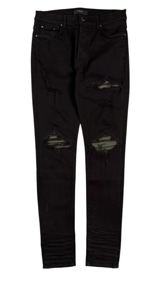 Amiri MX1 Camo Bandana Patch Jeans Antique Black