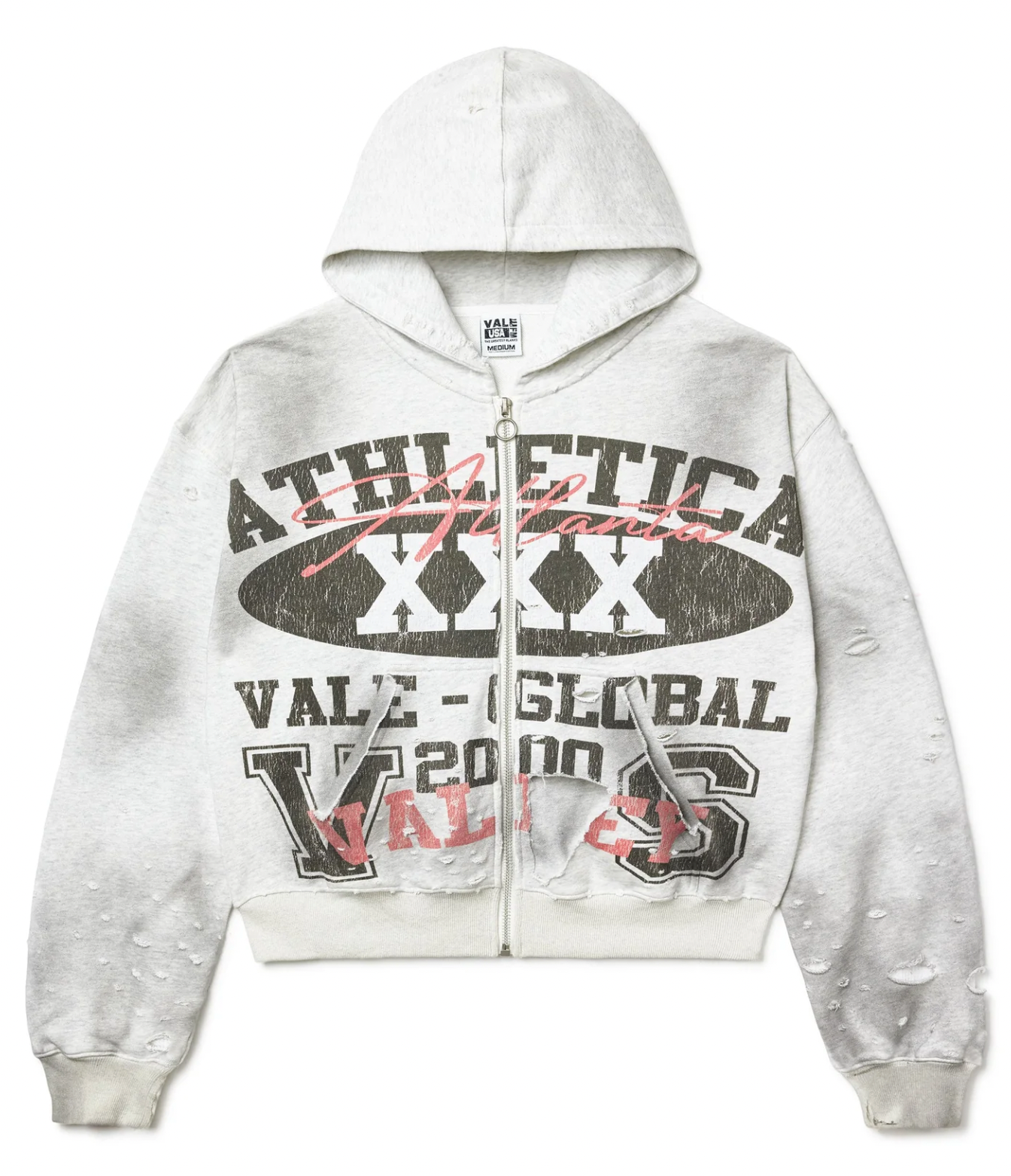 Vale Forever Destroyer Zip-Up Hoodie Grey