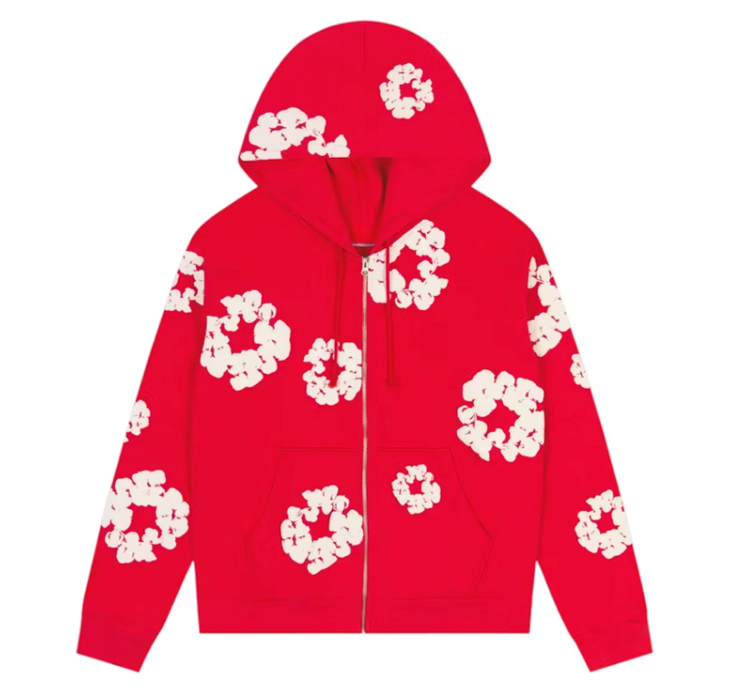 Denim Tears Cotton Wreath Zip Hoodie Red