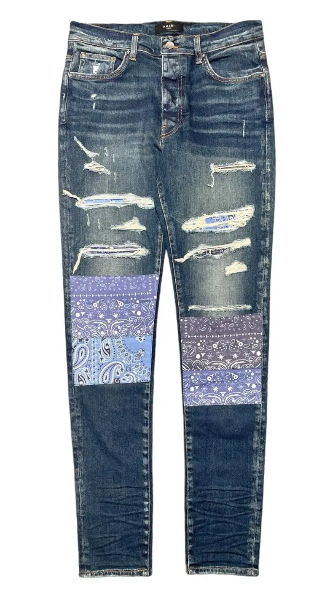 Amiri Vintage Bandana Art Patch Jeans Deep Classic Indigo