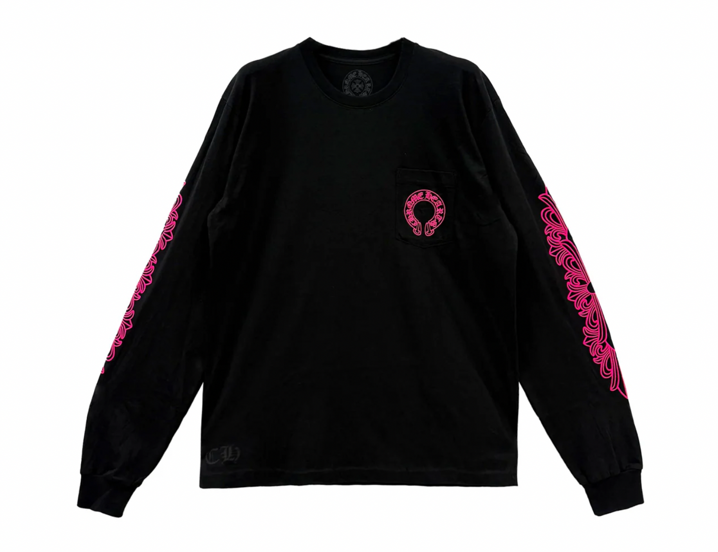 Chrome Hearts Horseshoe Floral Long Sleeve Black Pink