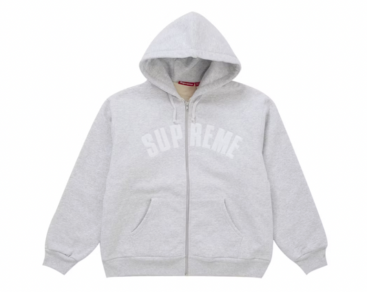 Supreme Arc Thermal Lined Zip Up Hooded Sweatshirt Ash Grey