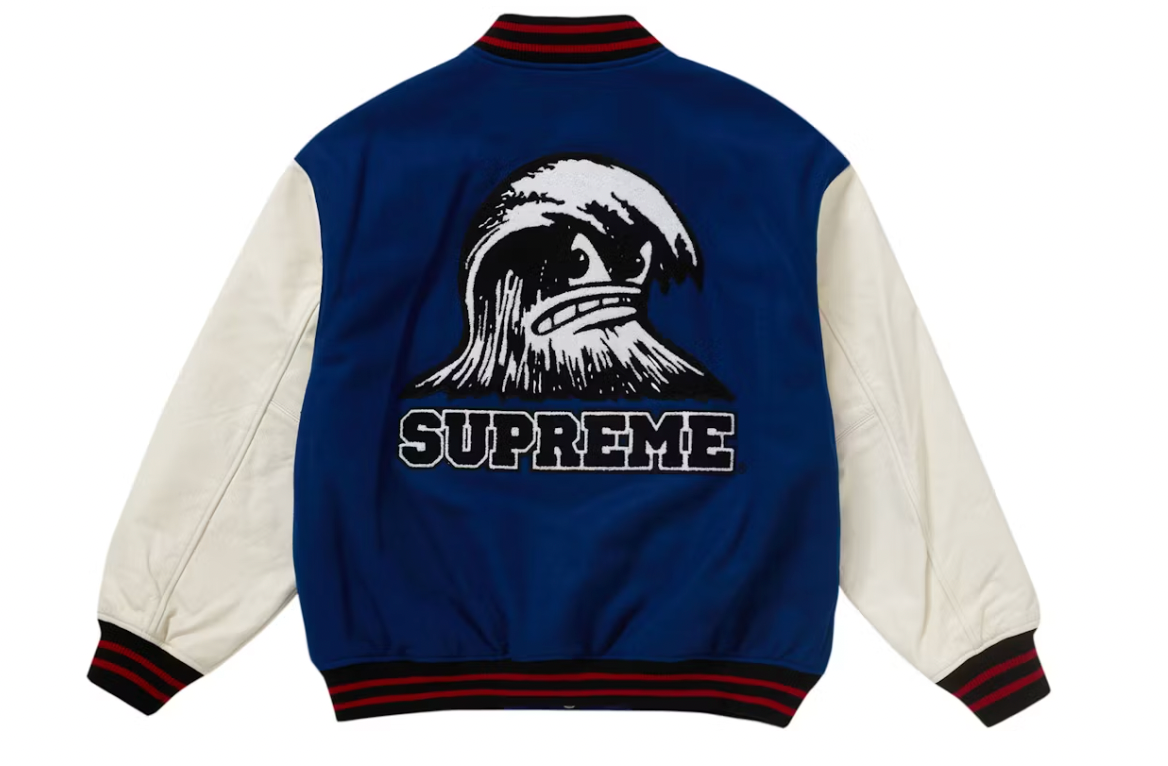 Supreme Wave Varsity Jacket Blue