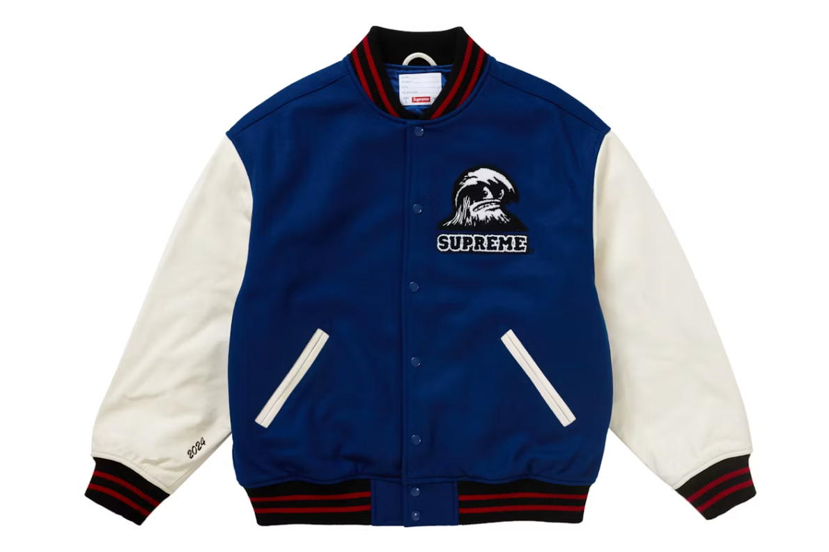 Supreme Wave Varsity Jacket Blue