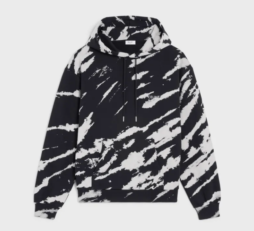 Celine Tie Dye Hoodie Black White