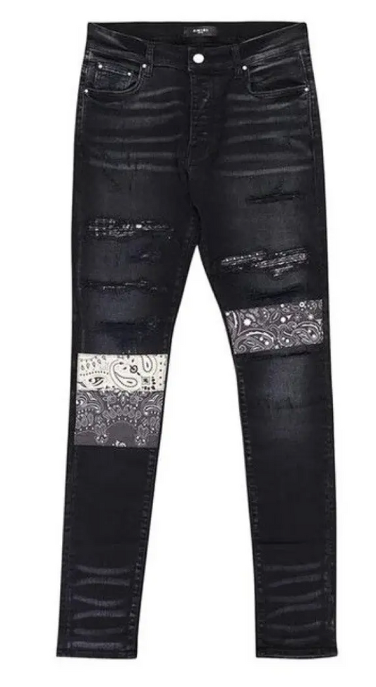 Amiri Vintage Bandana Artpatch Jean Aged Black