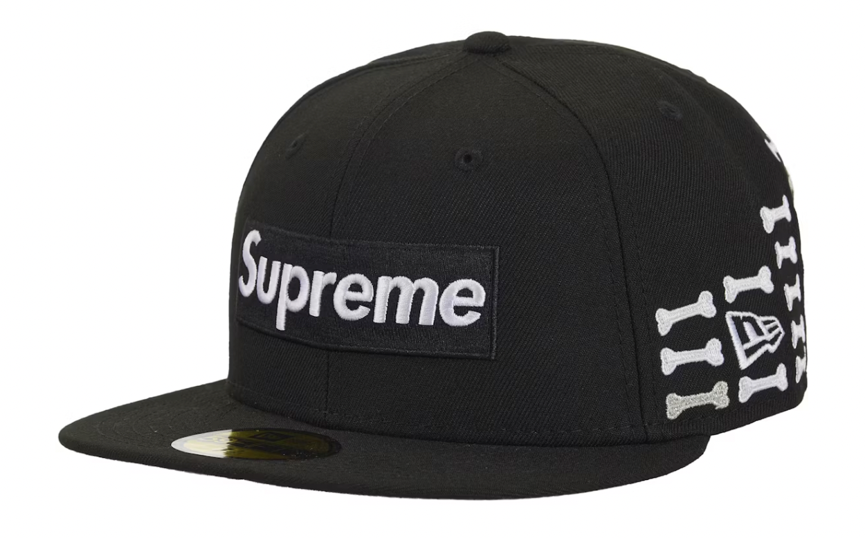 Supreme Bones Box Logo New Era 59Fifty Fitted Hat Black