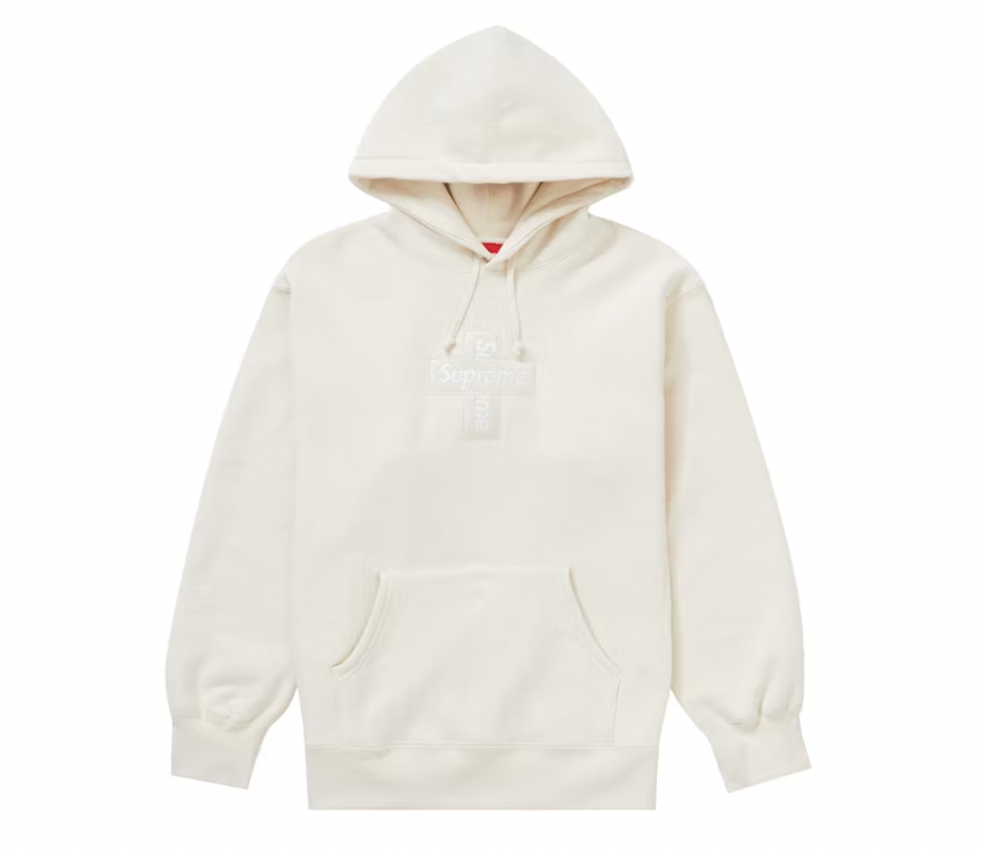 Supreme Cross Box Logo Hooded Sweatshirt Natural