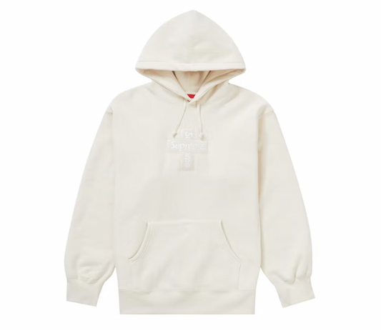 Supreme Cross Box Logo Hooded Sweatshirt Natural