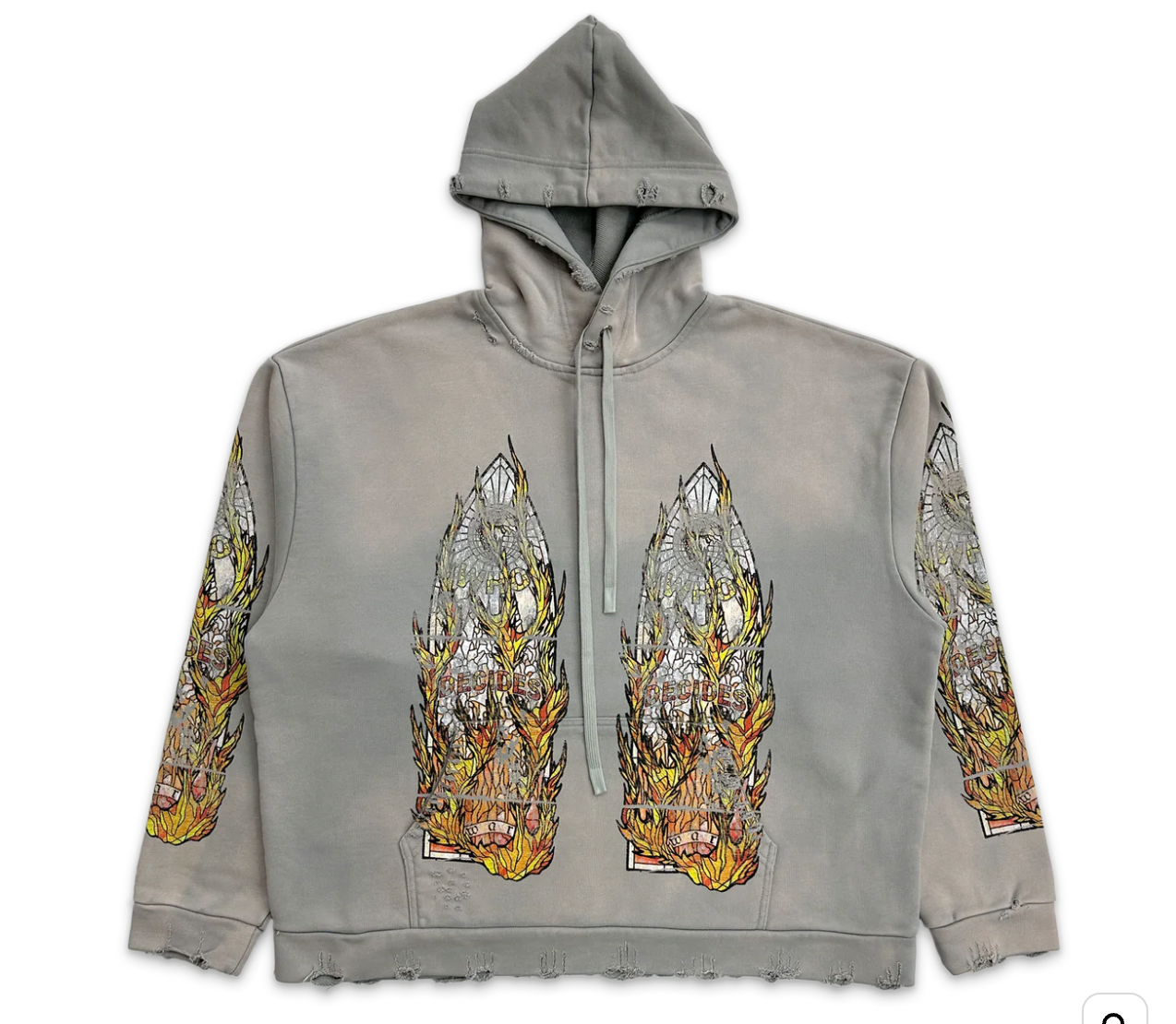 Who Decides War Faded Flame Glass Hooded Pullover Grey