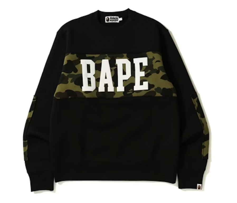 BAPE 1st Camo Bape Wide Crewneck Black/Green