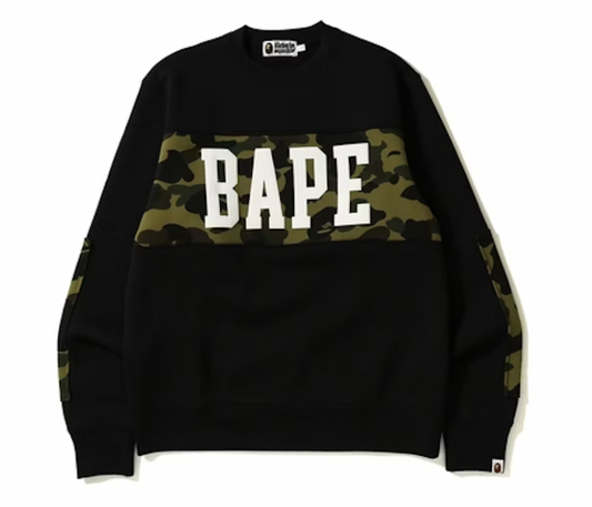 BAPE 1st Camo Bape Wide Crewneck Black/Green