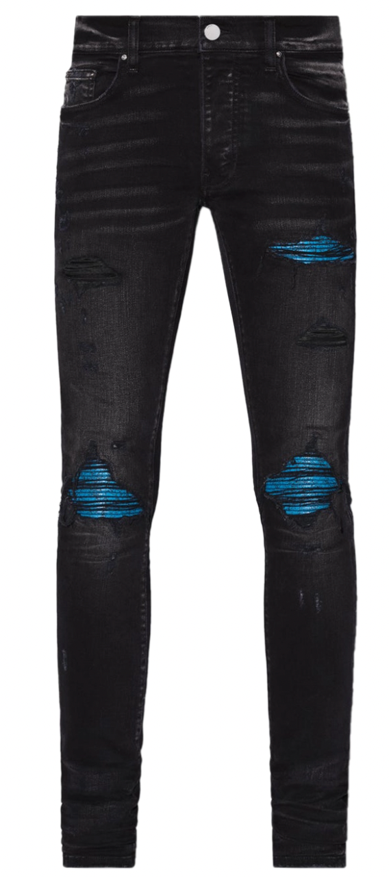 Amiri MX1 Cracked Paint Aged Black Jeans