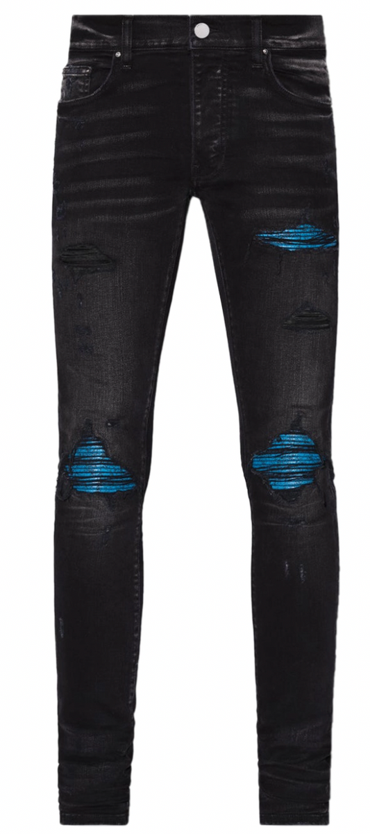 Amiri MX1 Cracked Paint Aged Black Jeans