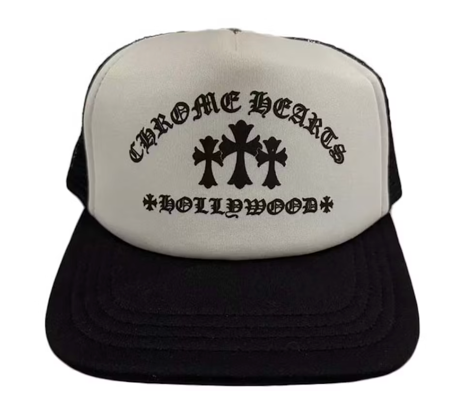 Chrome Hearts Hollywood Cross King Taco Trucker Cap Black/White