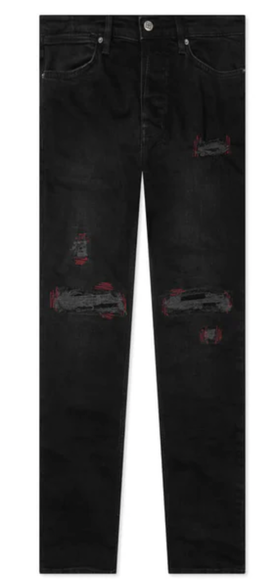Ksubi Van Winkle Red Bottle Trashed Jeans Black
