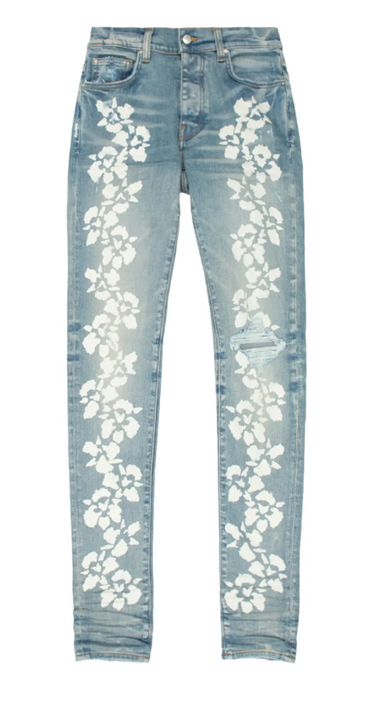 Amiri Hibiscus Stencil Jean Light Indigo