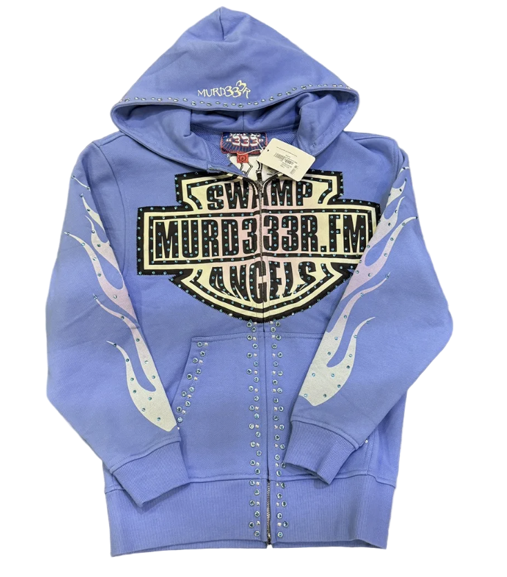 Murd333r.fm Chop333r Blue Zip Up Hoodie