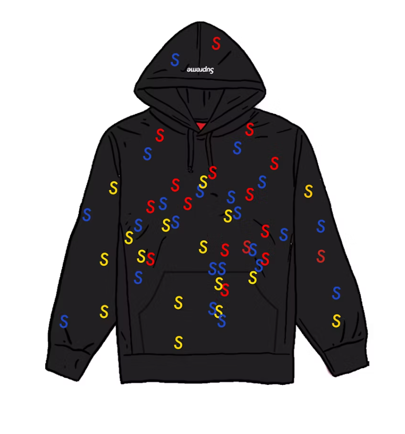 Supreme Embroidered S Hooded Sweatshirt Black