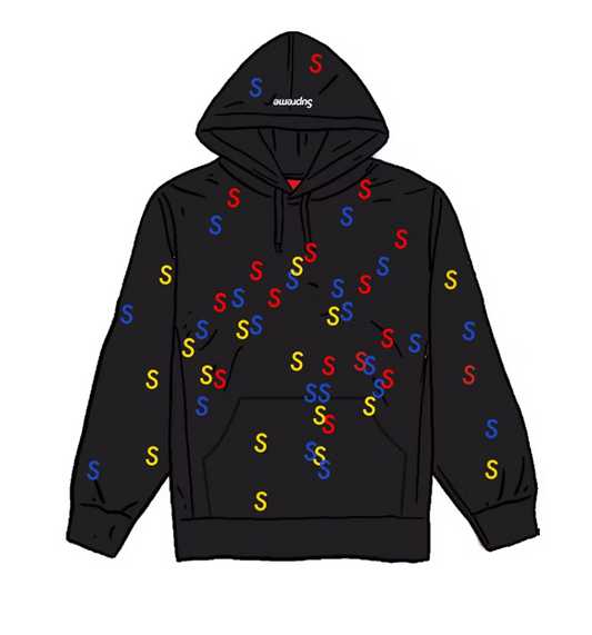Supreme Embroidered S Hooded Sweatshirt Black