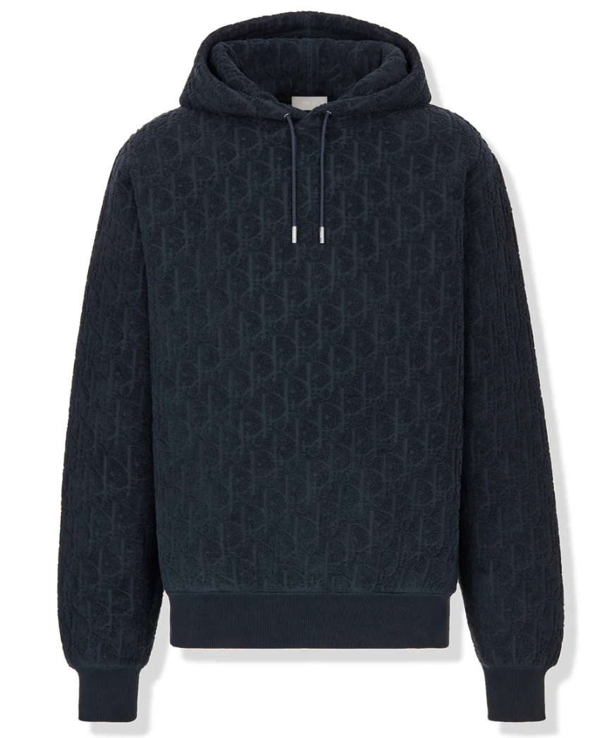Dior Oblique Towel Terry Hoodie Navy