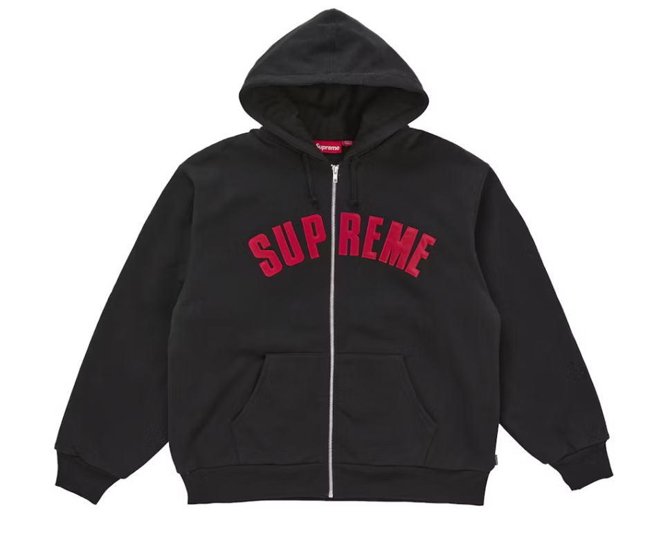 Supreme Arc Thermal Lined Zip Up Hooded Sweatshirt Black