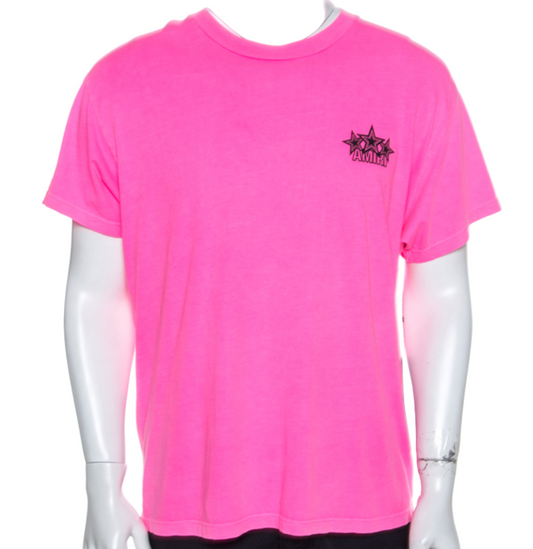 Amiri Neon Pink Five Star Printed Tee
