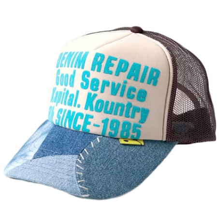 Kapital Denim Repair Service Re-Construct Trucker Hat Ecru/Brown