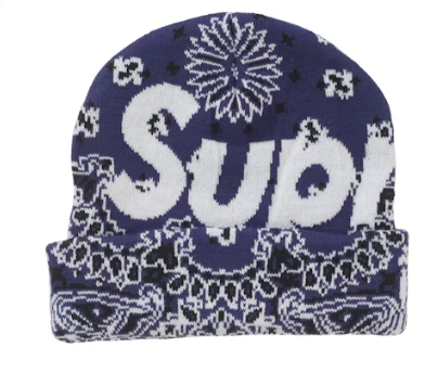 Supreme Bandana Big Logo Beanie Blue
