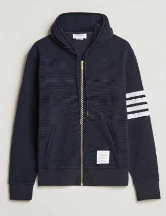 Thom Browne Ottoman 4 Bar Zip Up Navy