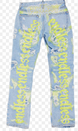 Endless Less Blue Yellow Denim Jeans