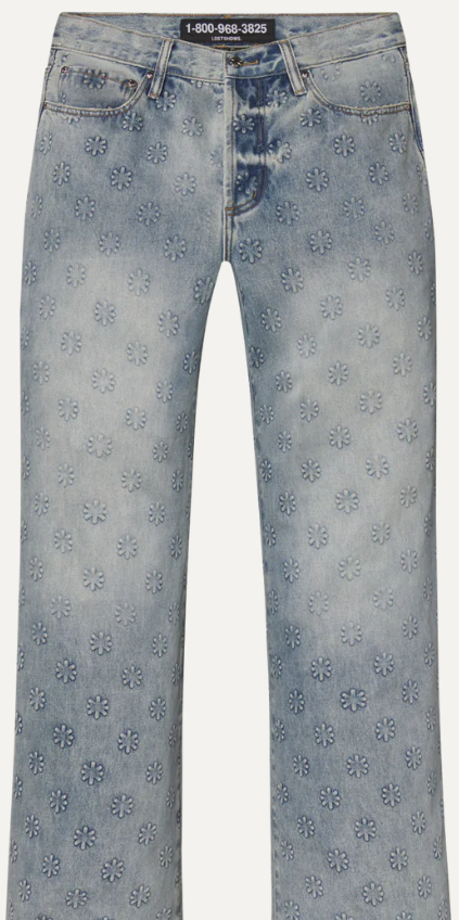 LOSTSHDWS Embossed Logo Denim Pant Blue