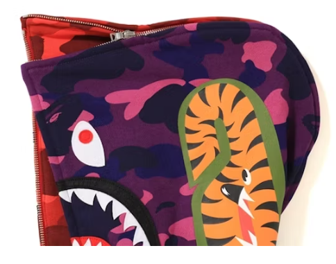 BAPE Color Camo Separate Shark Full Zip Hoodie Red Purple