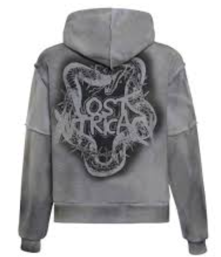 Lost Intricacy Grey Grunge Zip Up Hoodie