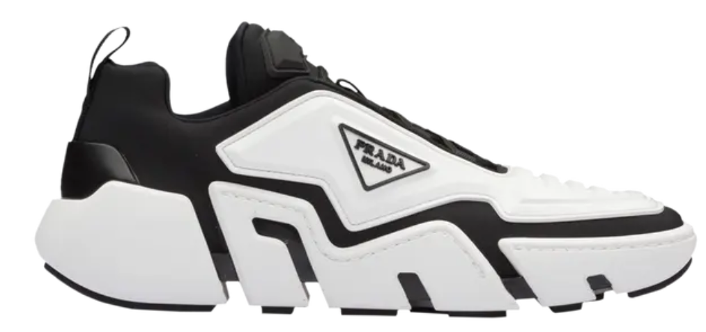 Prada Techno Stretch Fabric Sneaker White Black