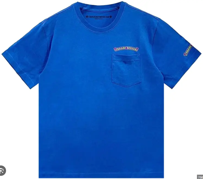 Chrome Hearts Scroll Label Pocket T-shirt Blue Purple