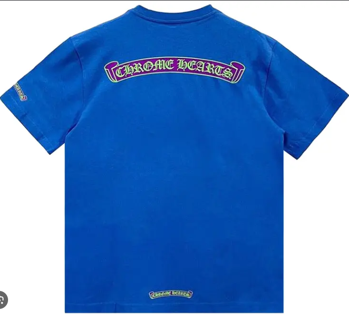 Chrome Hearts Scroll Label Pocket T-shirt Blue Purple