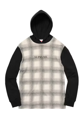 Supreme Shadow Plaid Hooded L/S Top Black