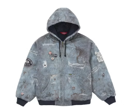 Supreme HJR Trompe L'oeil Hooded Work Jacket Blue