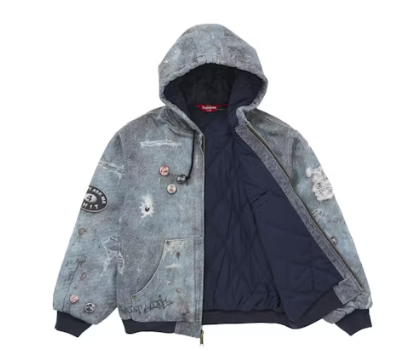 Supreme HJR Trompe L'oeil Hooded Work Jacket Blue