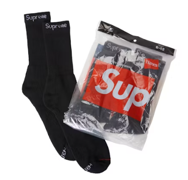 Supreme Hanes Socks (4 Pack) Black