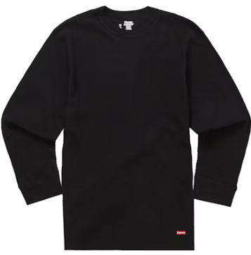 Supreme Hanes Thermal Crew (1 Pack) Black