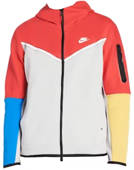 Nike Sportswear Tech Fleece Hoodie & Sweatpants Set Lobster Red Grey Fog White