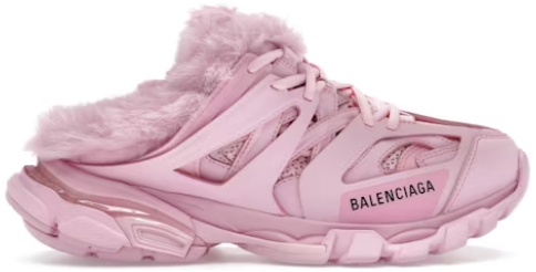 Balenciaga Track Mule Pink Faux Fur