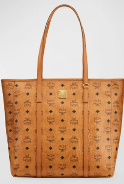 MCM Toni Logo Shopper Tote Bag Medium Brown