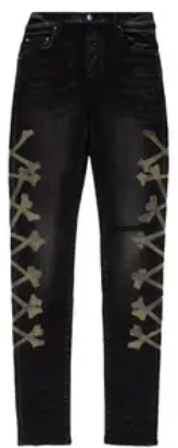Amiri Camo Bones Jeans Aged Black