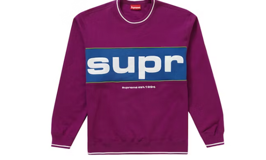 Supreme Piping Crewneck Dark Magenta