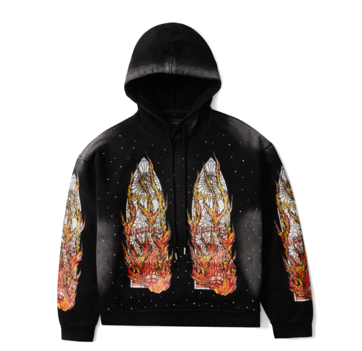 Who Decides War Flame Glass Hoodie Black