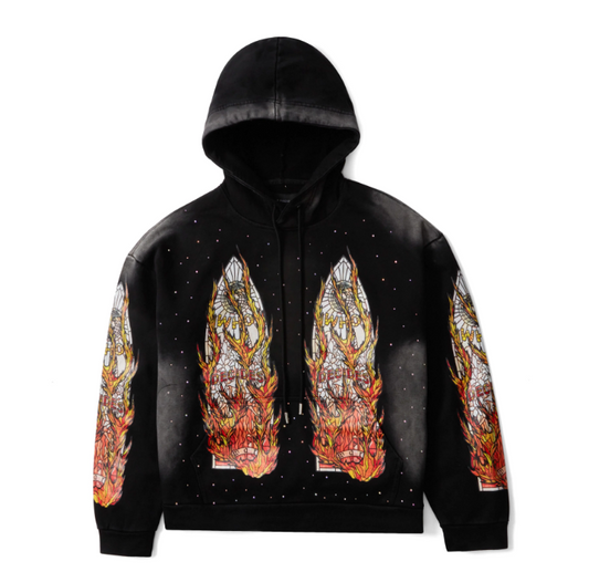 Who Decides War Flame Glass Hoodie Black